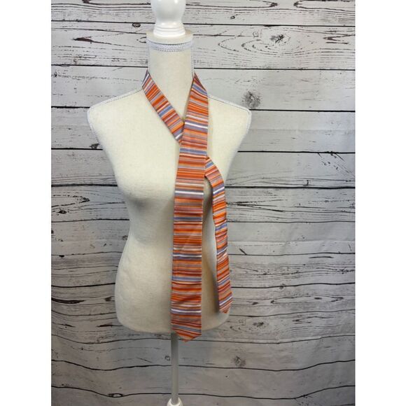 Men's Ferrell Reed Tie, One Size, Orange & Blue Striped - Picture 1 of 3